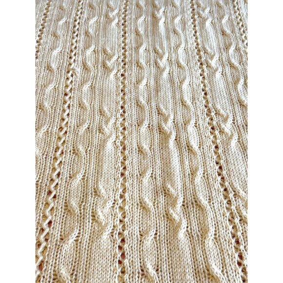 Vintage cable knit blanket handmade Full size - Picture 4 of 7